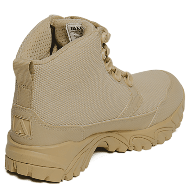 Work Boots tan 6" inner heel view Altai gear