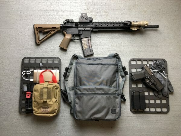 10 x 14 inches rmp molle panel for backpack with pistol and medical set up EDC