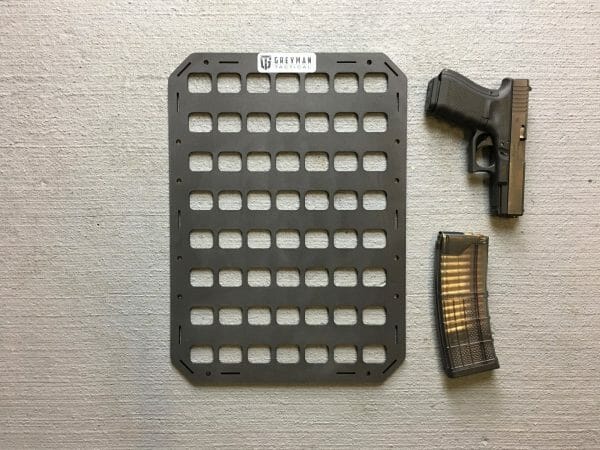 12.25 X 17 RMP™ Backpack Insert molle panel compared to pistol