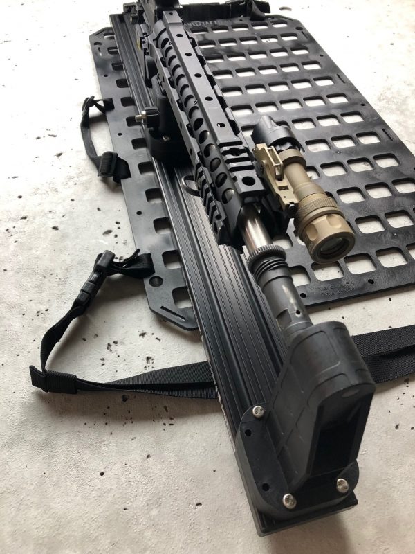Locking Rifle Rack Kit - Raptor Rail Picatinny for vehicle mounting rifle mounted to molle panel