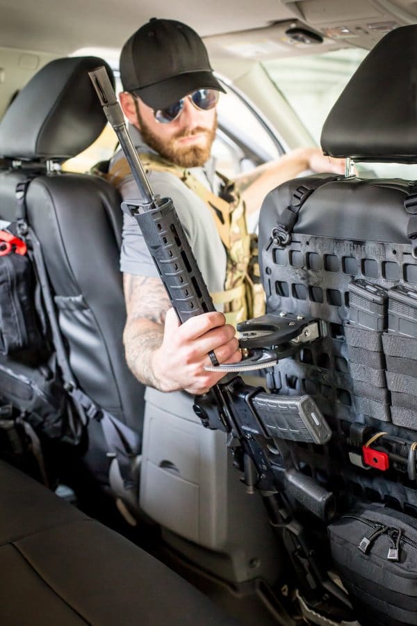 locking rifle mount on back seat of car